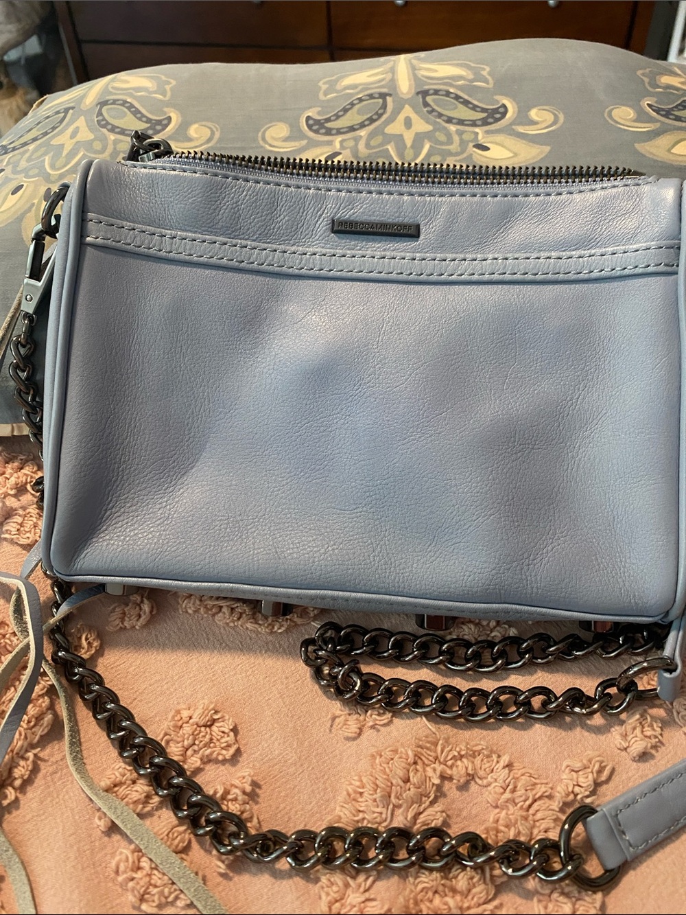 Rebecca Minkoff Powder Blue Leather Chain Crossbody Bag